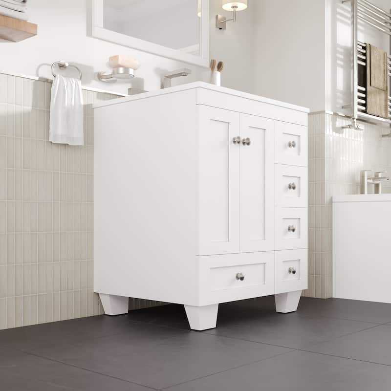 Eviva Acclaim Bath Vanity with Carrara Quartz Top & Undermount Sink