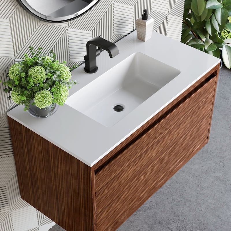 James Martin Vanities Mantova 35.4" Single Vanity Cabinet, Mid-Century Walnut