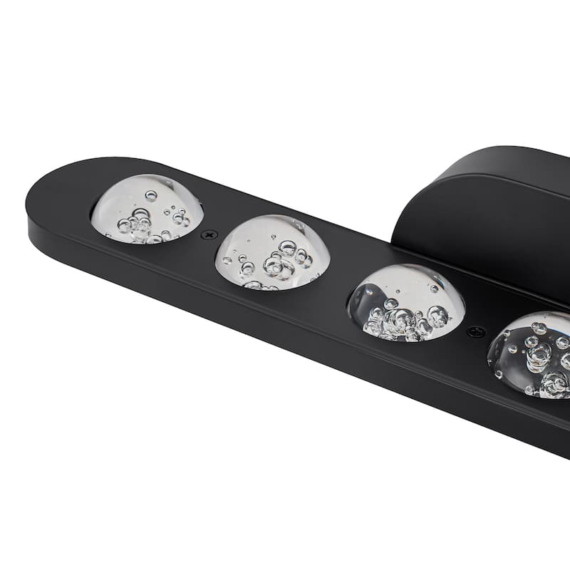 7-Light Modern Black Linear LED Vanity Light Clear Globe Glass Shades