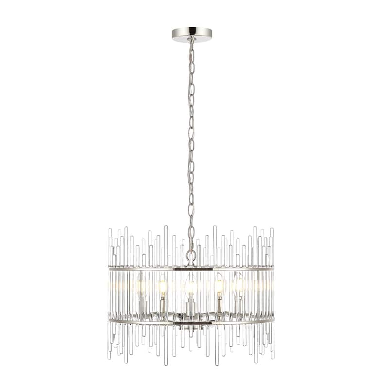 GetLedel Modern 5-Light Drum Chandelier with Clear Glass Bars