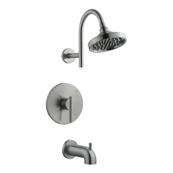 Design House 525691 Single Handle Tub And Shower Pressure Balanced with Single Function Shower Head & Valve - Satin Nickel