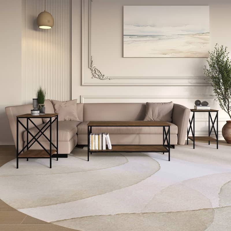 Clayfell Chanute 3-Piece Coffee Table Set - Brown