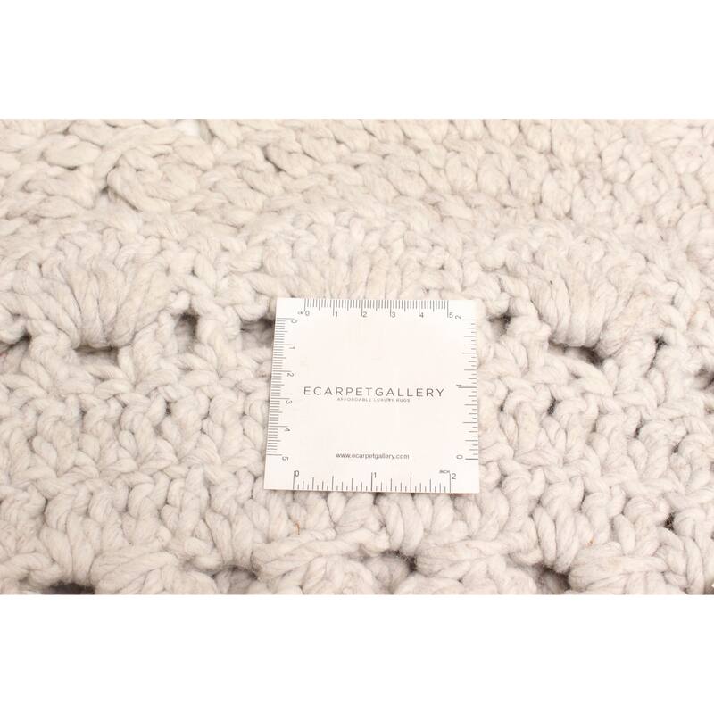 ECARPETGALLERY Braid weave Sienna Ivory Wool Rug - 3'2 x 3'2