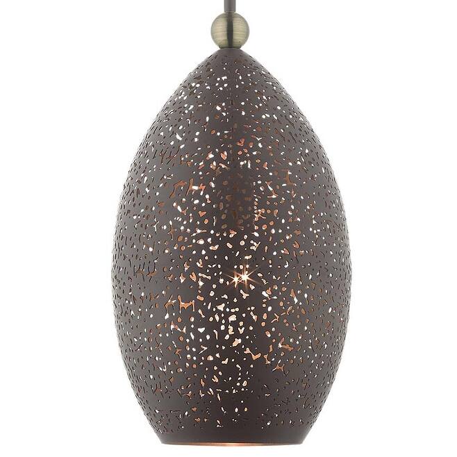 Livex Lighting Charlton Single Light 9" Wide Mini Pendant - Black with Antique Brass Accents