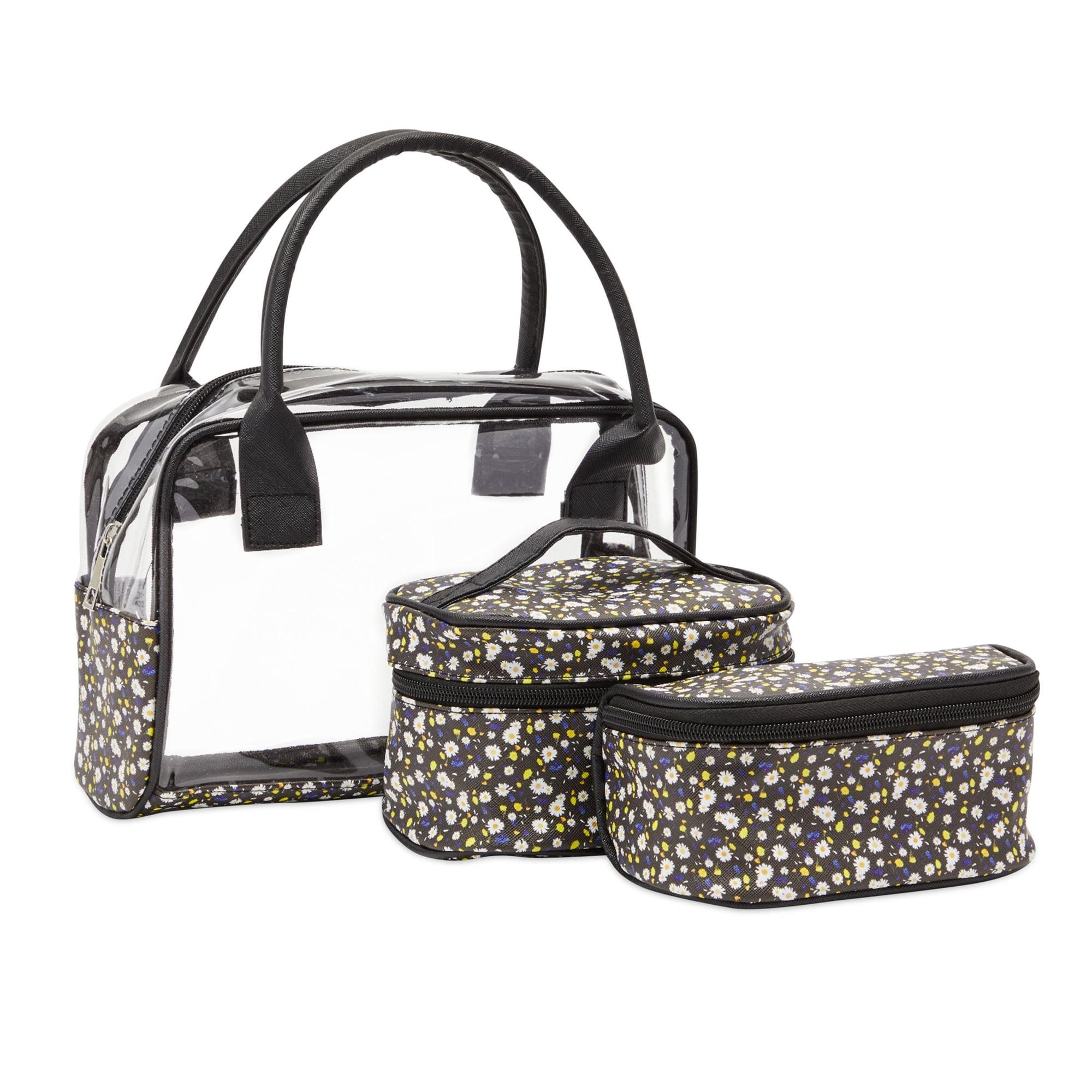 3 Pieces Travel Makeup Bag Set Clear PVC Portal Organizer and 2