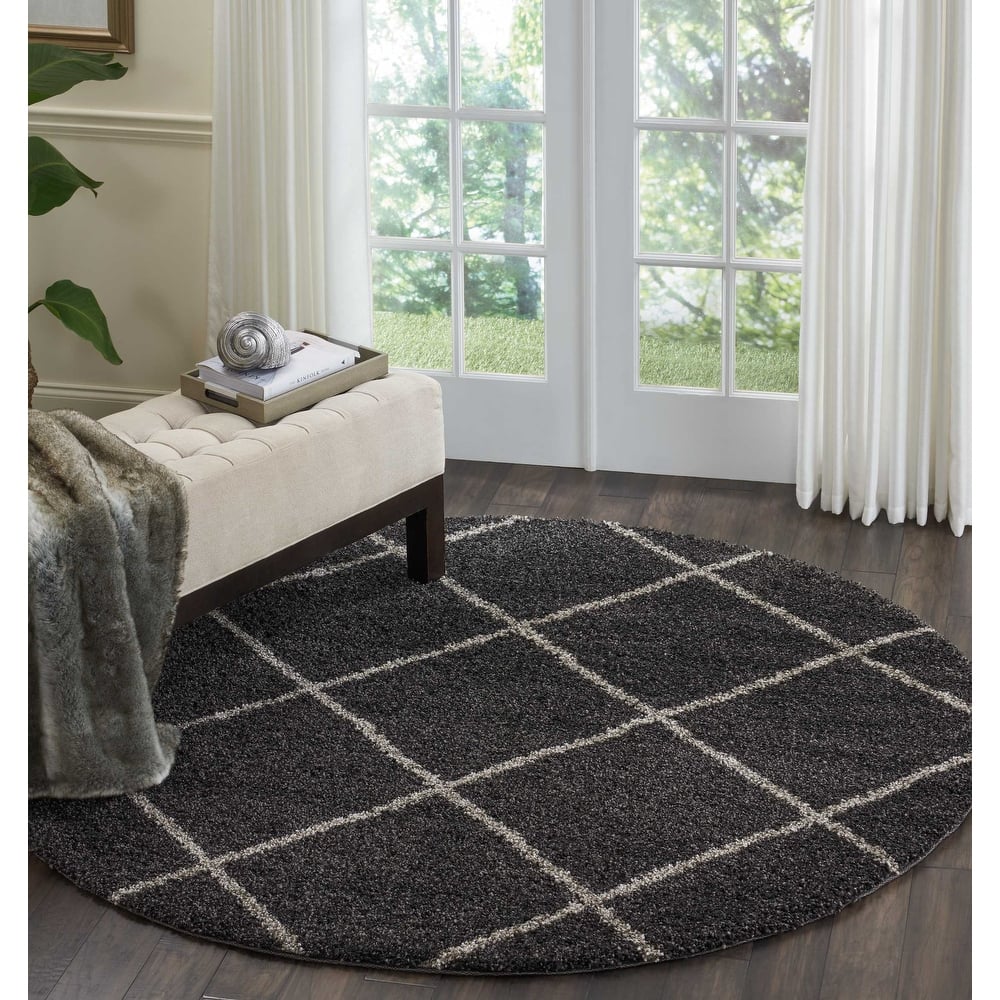 Nourison Brisbane Large Diamond Geometric Modern Shag Area Rug
