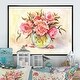 preview thumbnail 7 of 6, Designart "Bouquet Of Pink Vintage House Flowers" Traditional Framed Canvas Wall Decor 12 in. wide x 8 in. high - Black