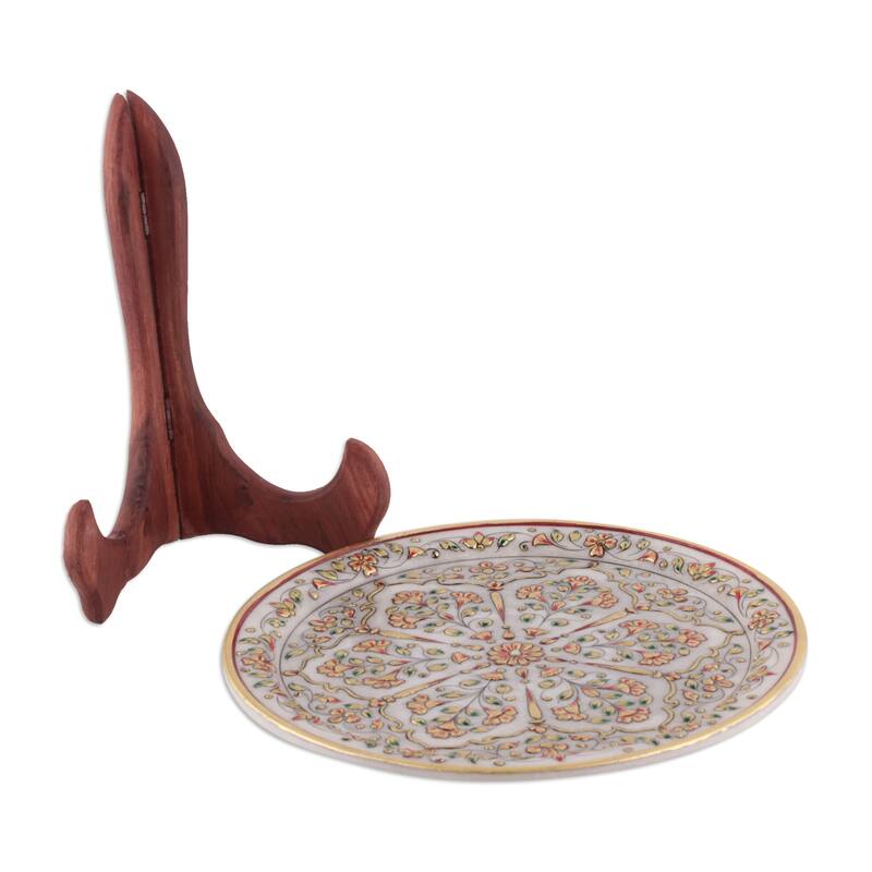 Novica Handmade Blooming Celebration Marble Decorative Plate