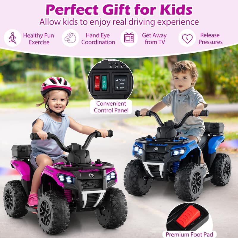 6V Kids Ride On ATV with Spray Function and Storage Box with Music - 27" x 16" x 17" (L x W x H)