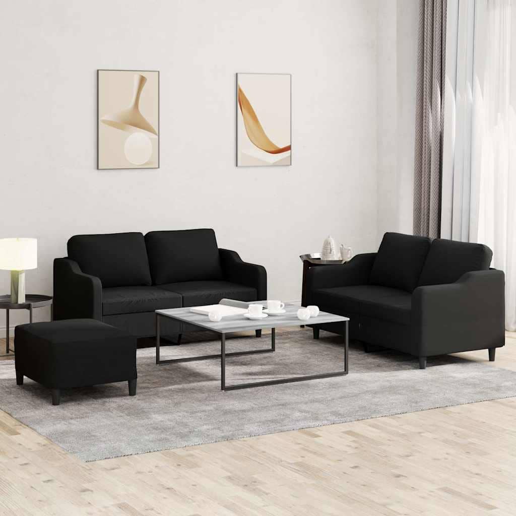 vidaXL Sofa Set Black Fabric (100% polyester), metal, textilene, plywood - 62.2 x 62.2 x 31.5 in