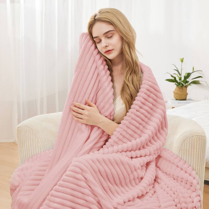 Textured Stripe Cozy Throw Blanket, Ultra-Soft, All-Season Comfort for Every Adventure