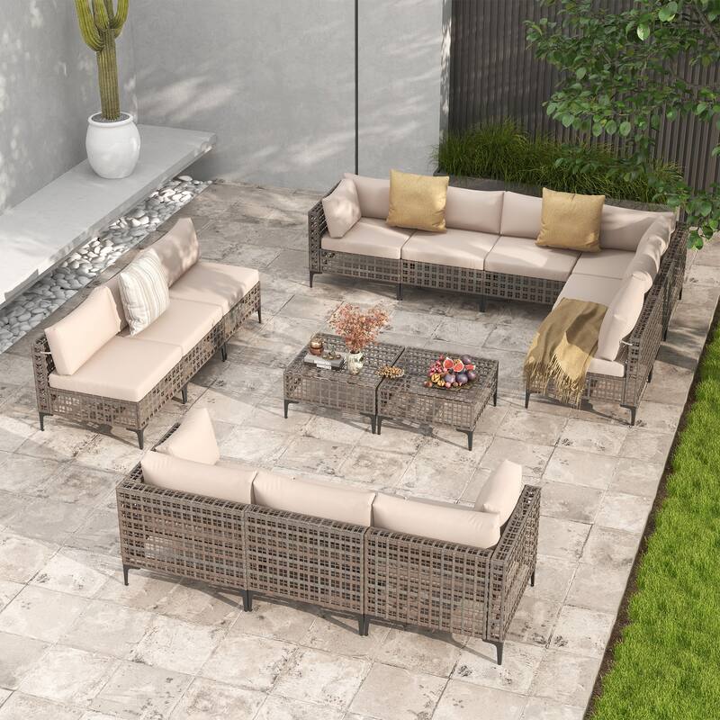 Outdoor Patip Sectional Seating Group with Cushions