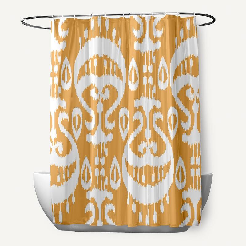 71 x 74-inch Ikat Geometric Print Shower Curtain - Yellow
