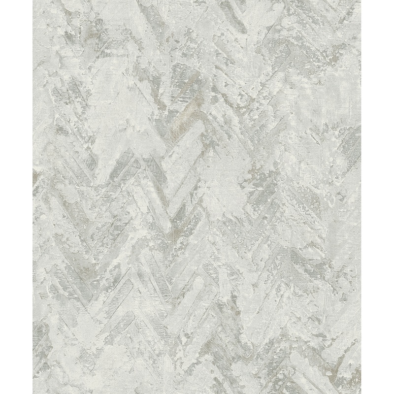 A-Street Prints Amesemi Light Grey Distressed Herringbone Wallpaper