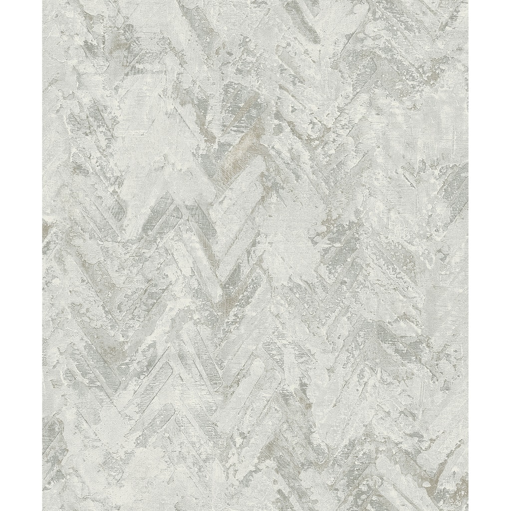 A-Street Prints Amesemi Light Grey Distressed Herringbone Wallpaper