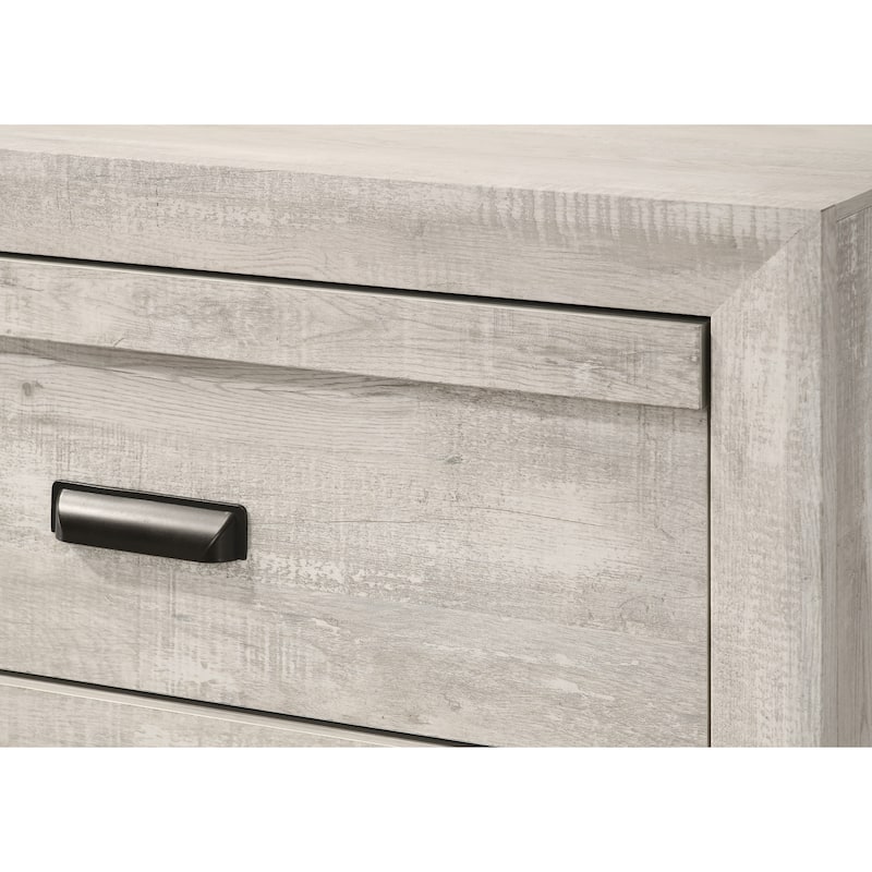 1pc Contemporary Nightstand End Table with Two Storage Drawers - Beige Grey+White