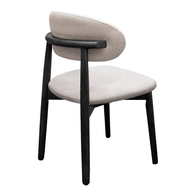 Cotton-Linen Fabric Upholstered Dining Chair with Black Solid Wood Legs, Armless Chair Set of 2 for Kitchen, Living