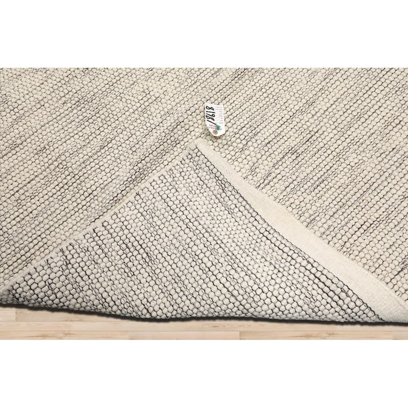 LoomBloom Ivory Hand Woven Designer Kilim 100% Wool Oriental Area Rug - 5' 3'' x 7' 7''