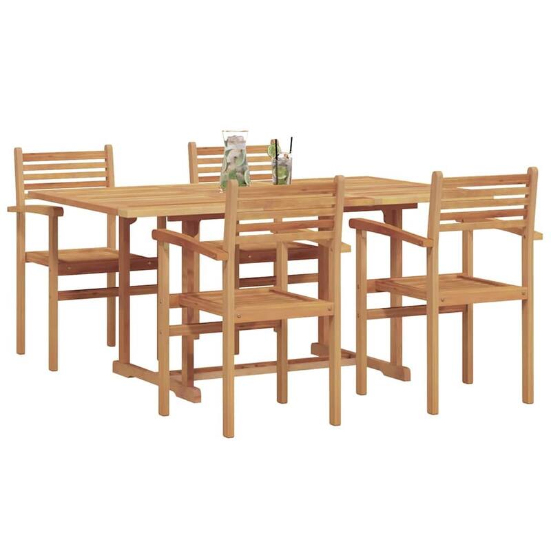 vidaXL Garden Dining Set 5 pcs Natural Solid Acacia Wood - 21.65 x 22.05 x 35.63 in