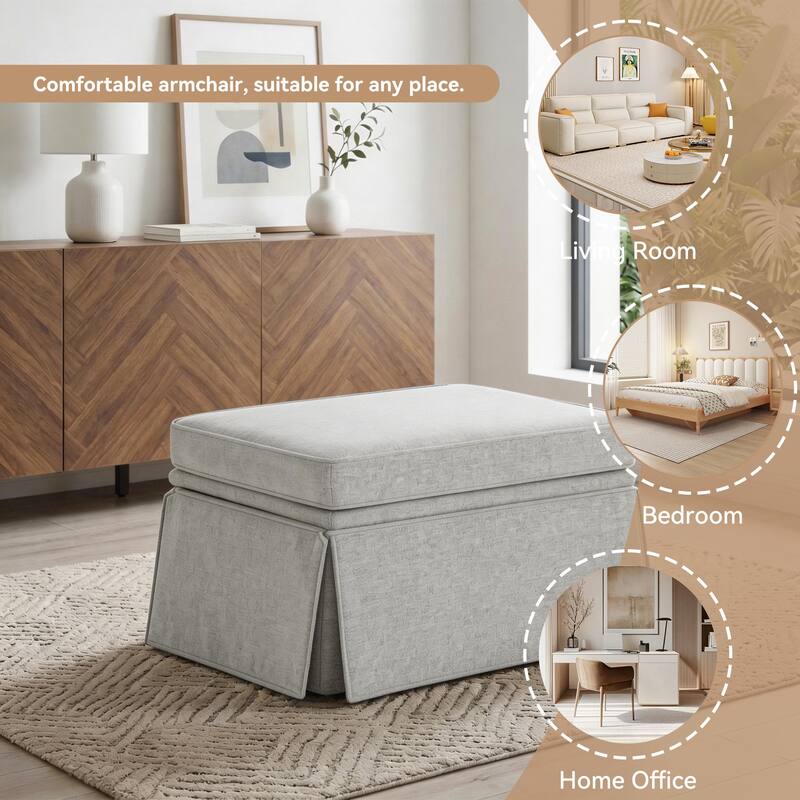 Skirted Rectangular Flip-Top Storage Ottoman