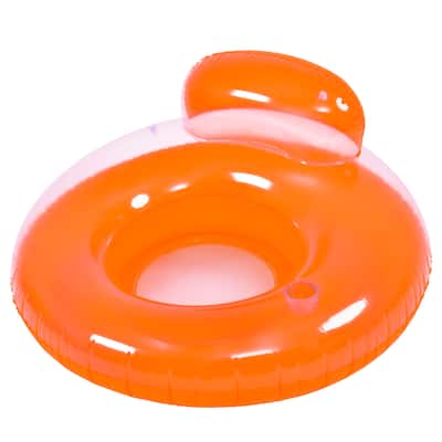 46.5" Orange Inflatable Inner Tube Pool Float with Backrest