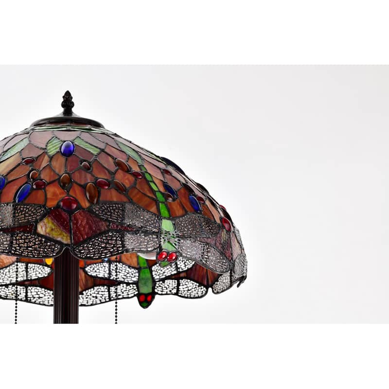 Copper Grove Simeonov Tiffany-style Blue Dragonfly Floor Lamp