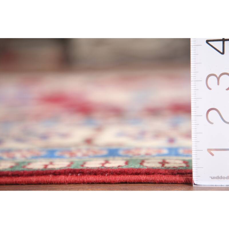 Hand Knotted Oriental 100% Wool Carpet Traditional Geometric Red Kazak Area Rug - 9' 9'' X 6' 6''