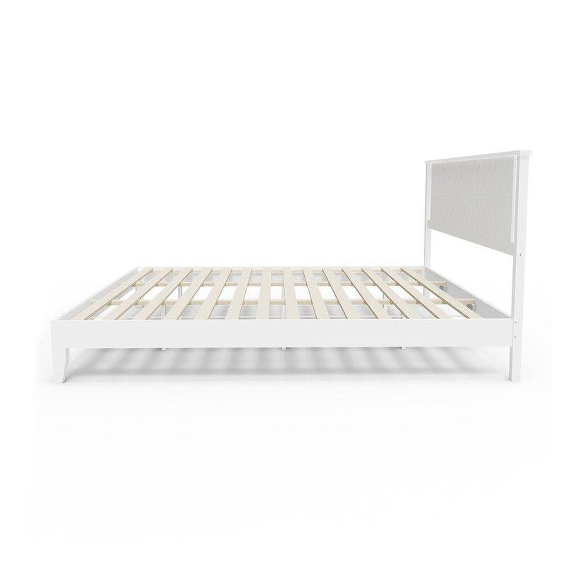 Twin Size Deluxe Bed Frame with Headboard with Solid Wood, No Box Spring Needed, Easy Assembly, White