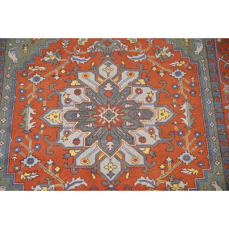 Animal Pictorial Ziegler Area Rug Handmade Oriental Floral Wool Carpet - 7'11"x 9'10"