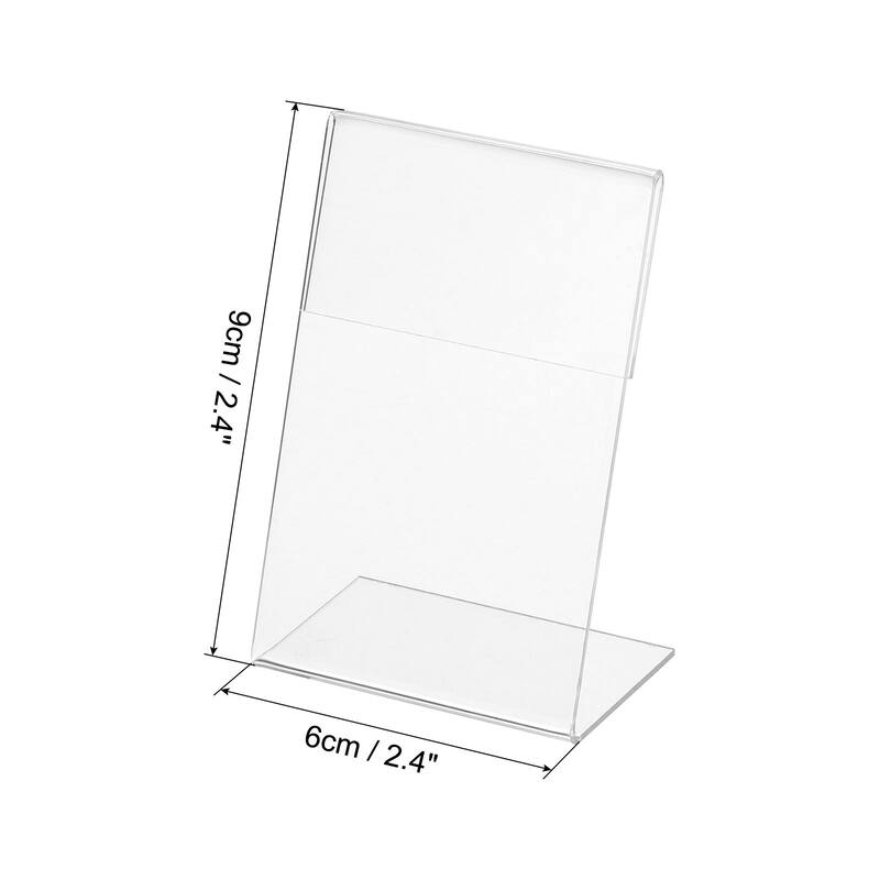 Mini Acrylic Sign Display Holder 2.4x3.5", Slant Back Name Tag Vertical 10pcs - Clear - Clear