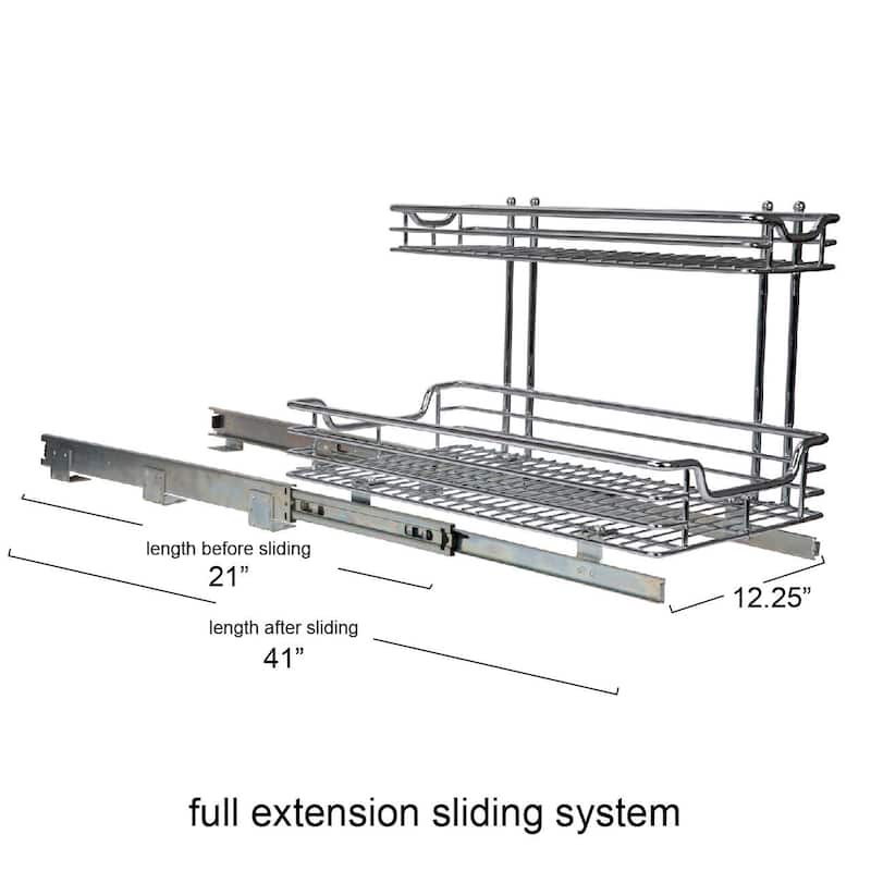Household Essentials 12-inch Extended Undersink Organizer in Chrome