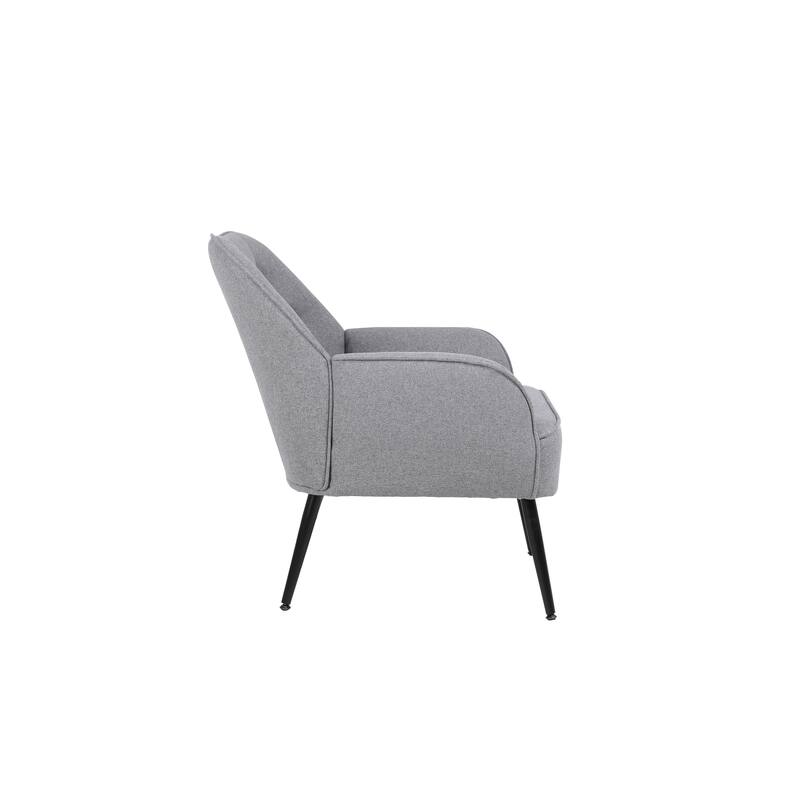 Modern Mid Century Chair Linen Sherpa Armchair for Living Room Bedroom Office Easy Assemble