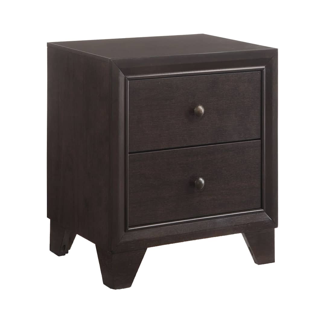 Espresso 2-Drawer Nightstand with Wooden Bracket Legs