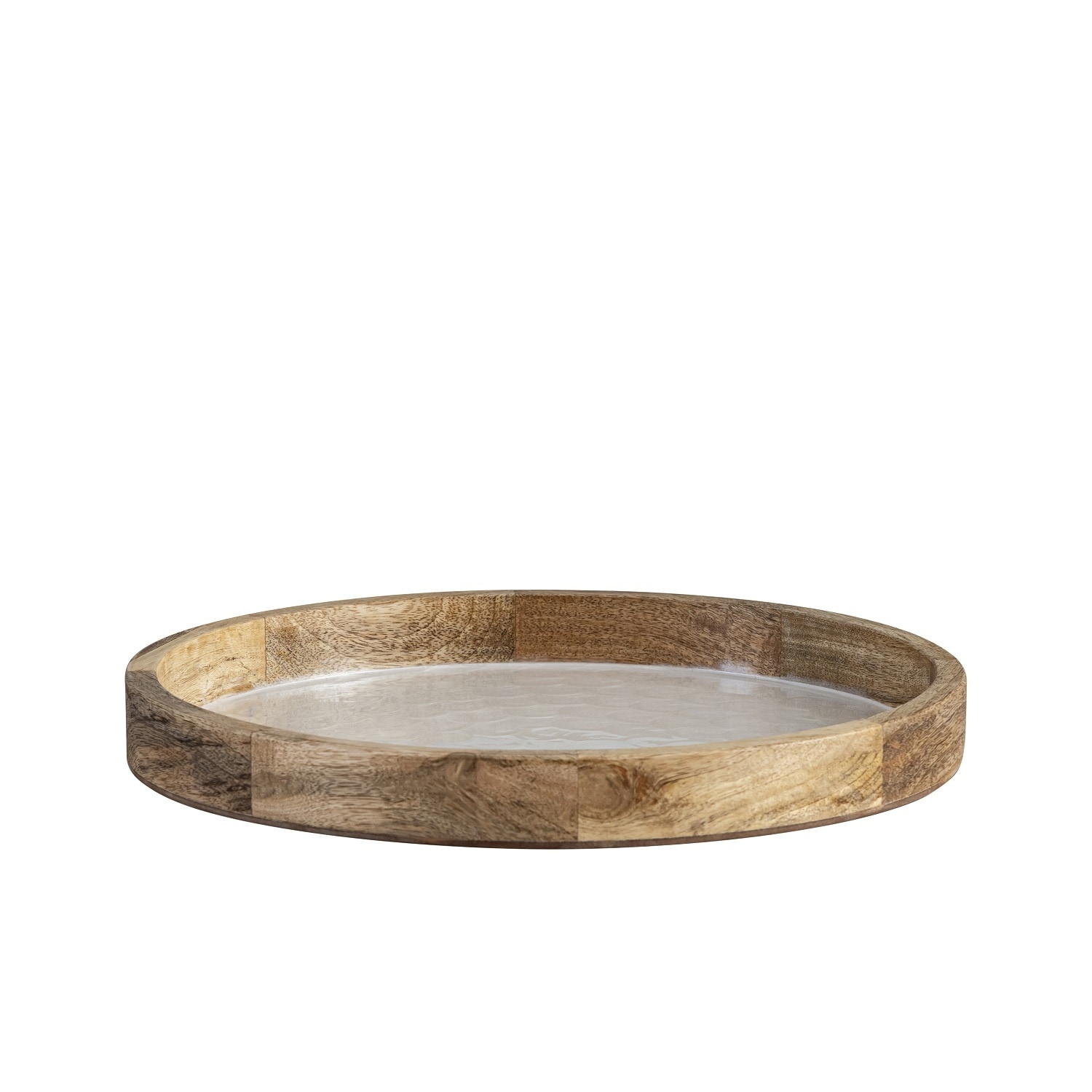 Mango Wood Tray With White Pearl Enamel