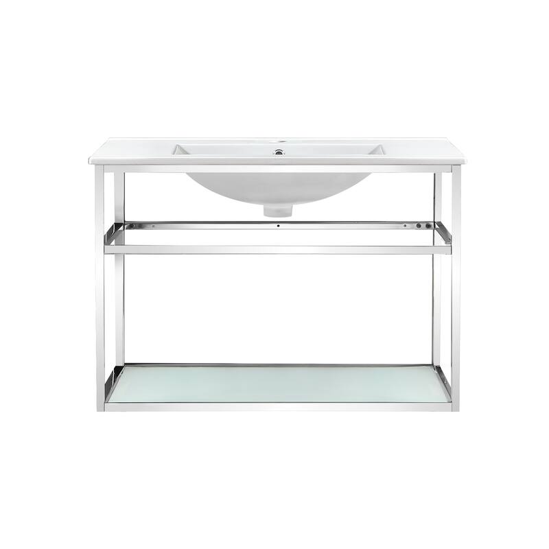Pierre 30 Single, Open Shelf, Metal Frame Bathroom Vanity