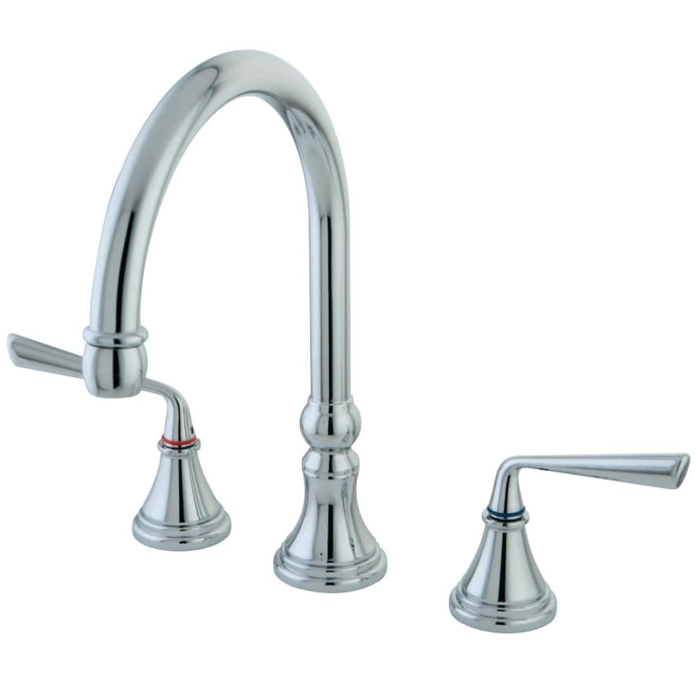 Kingston Brass Silver Sage Widespread Kitchen Faucet with Metal Lever