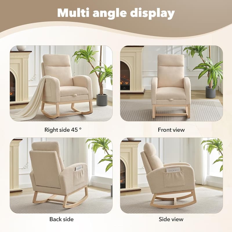 Nursery Rocking Chair with Foot Rest for Mom Nursery, Rocker Glider Chair with High Backrest