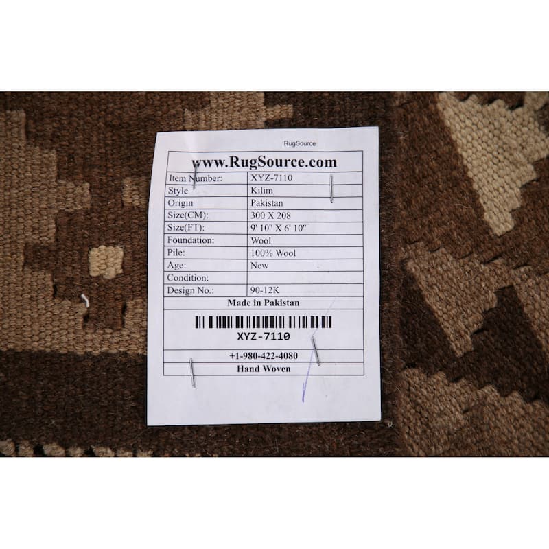 Geometric Kilim Oriental Area Rug Hand-woven Living Room Wool Carpet - 6'10" x 9'10"