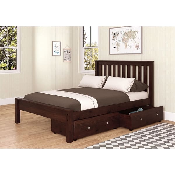 slide 2 of 6, Donco Kids Full Size Contempo Bed with Dual Under Bed Drawers Full - Cappuccino