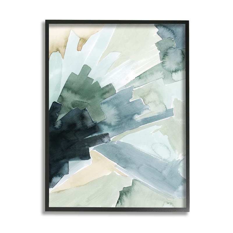 Stupell Tree Shadow Abstract Landscape Painting Green Blue Framed Wall Art - 16 x 20 - Black