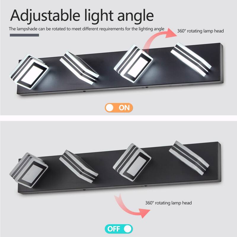 Modern 4-Light Acrylic Bathroom Vanity Lights Over Mirror