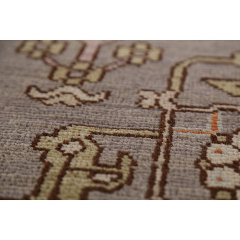 Vegetable Dye Oushak Turkish Large Rug Hand-Knotted Grey Wool Carpet - 10'5"x 13'8"