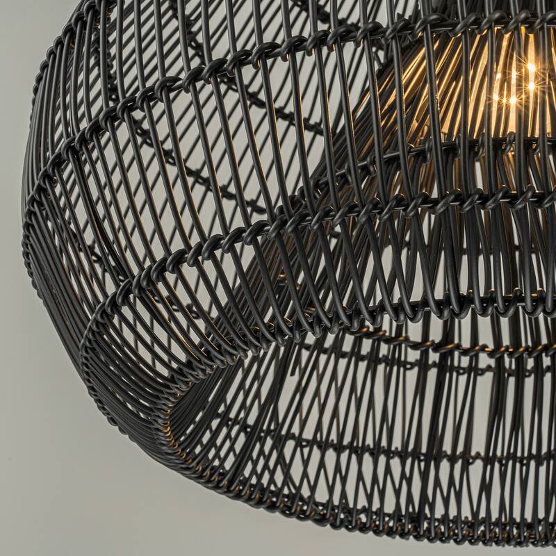 Serina 1-Light Wicker Outdoor Pendant Light, Coastal Boho Dome - Handwoven