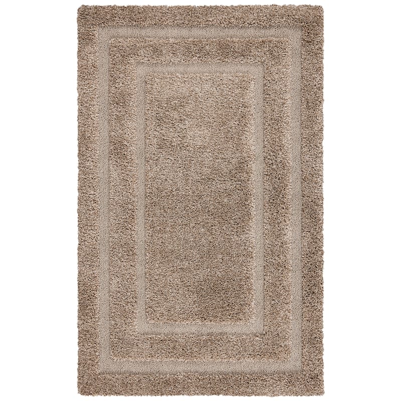 SAFAVIEH Florida Shag Carlinde Border 1.2-inch Thick Rug - 4' x 6' - Beige - Rectangle