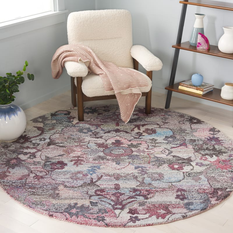 SAFAVIEH Handmade Anatolia Haxhire Traditional Wool Rug - 6' Round - Brown/Pink