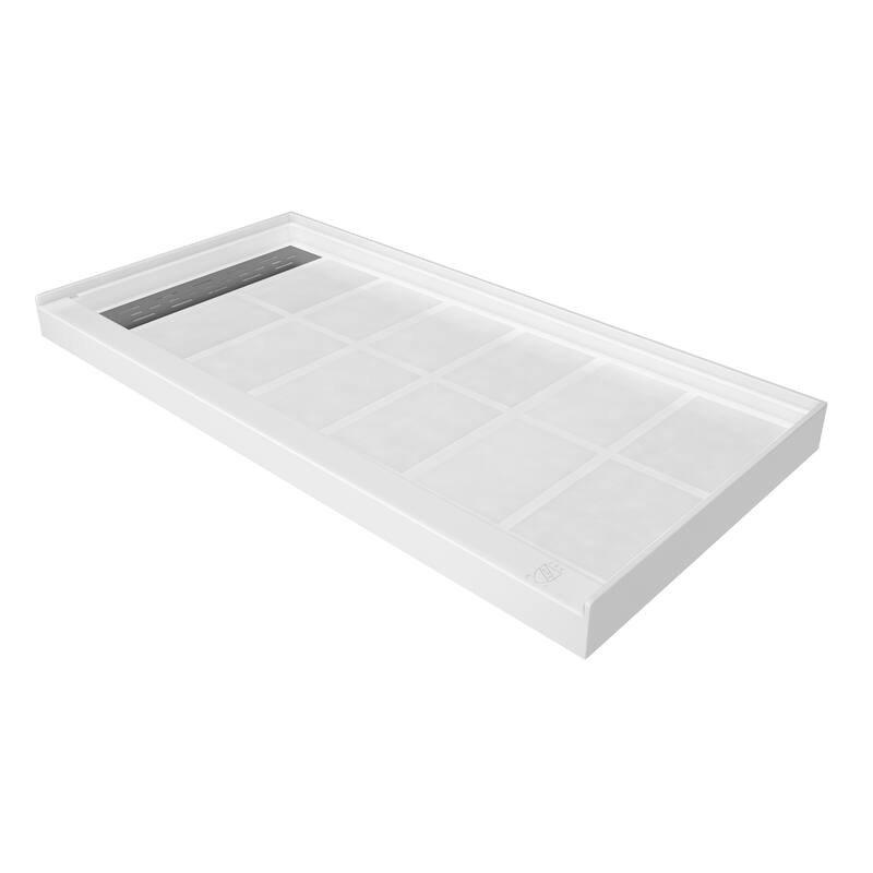 60 in. x 30 in. Elegant White Single Threshold Anti-slip SMC Rectangular Shower Base with Drain and Stainless Steel Drain Cover