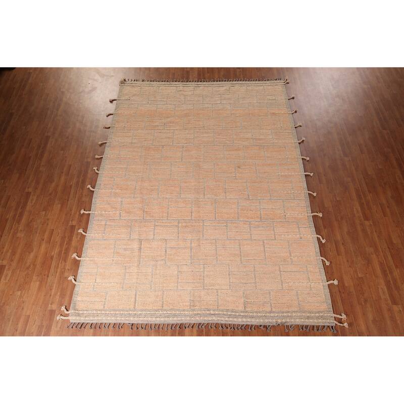 Striped Moroccan Area Rug Handmade Wool Carpet - 8'11"x 12'6"