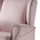 preview thumbnail 5 of 6, Pink Swivel Chair with Rolled Arms - Plush Comfort and Nailhead Detailing