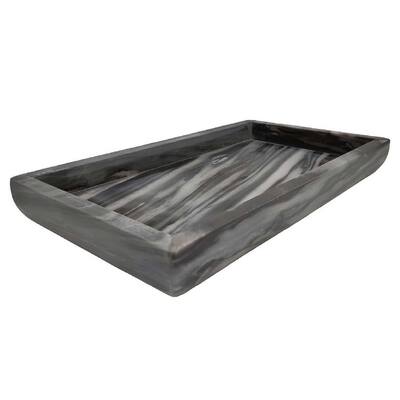 Myla Decorative Marble Tray, Unique Veining Patterns Gray, 14 Inch