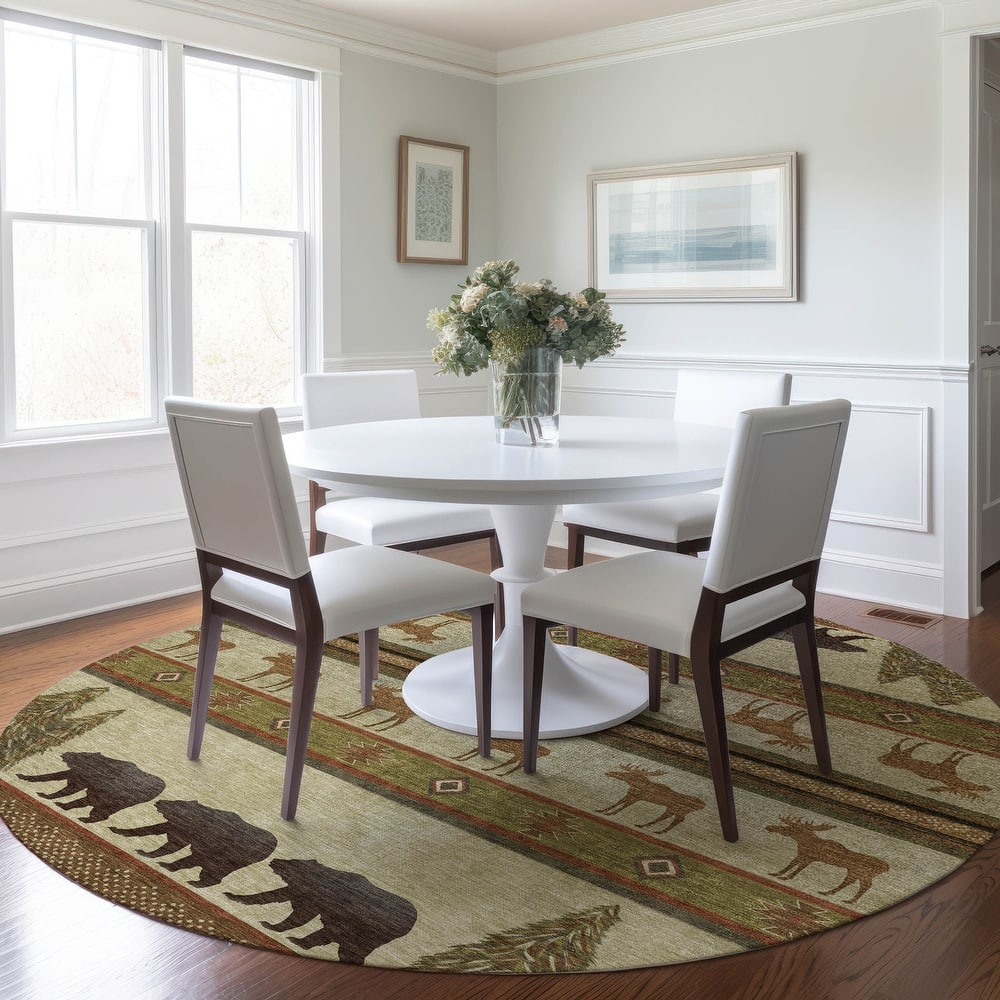 Premium Washable Super Soft Bear Moose Lodge Mayfield Rug